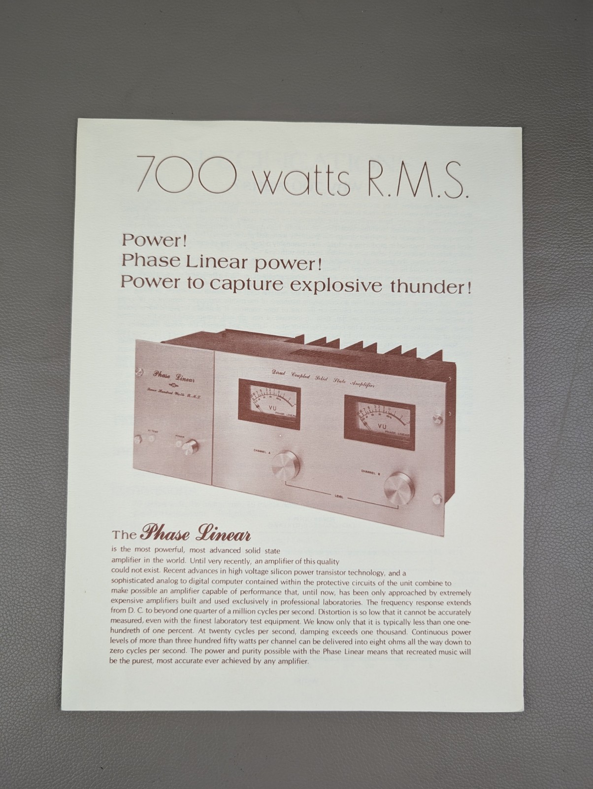 700 Watts R.M.S. Phase Linear Brochure D-1636