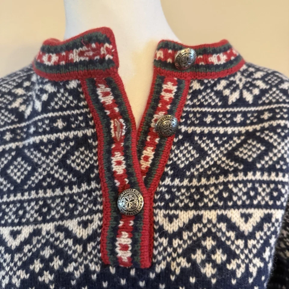 Suéter de Lana LL Bean Fair Isle Vintage Años 90 Para Mujer Talla Mediana Colorido Foto 2 de 4