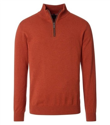 CASAMODA Herren Strick-Troyer Zipper Regular Baumwolle Orange