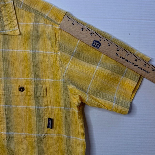 Patagonia A/C Shirt Men's L Gold Plaid Organic Cotton Short Sleeve Button Up thumbnail 6