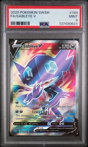 2020 POKEMON SWORD & SHIELD #194 FULL ART/SABLEYE V PSA 9