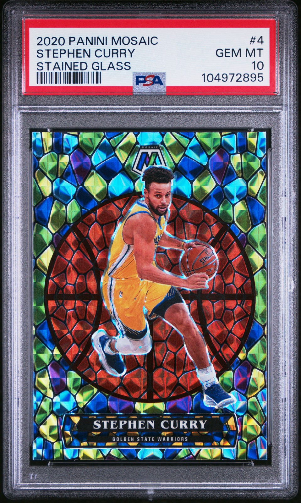 2020 PANINI MOSAIC #4 STEPHEN CURRY STAINED GLASS PSA 10