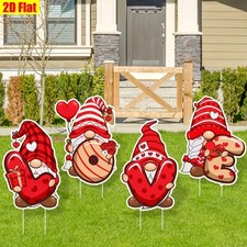 2D Flat 4pcs Valentine's Day LOVE Yard Sign Garden Stakes Love Gnomes Decoration