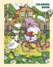Springtime in Gnome Village Gnome / Happy Easter / Coloring Book for Adults / Un