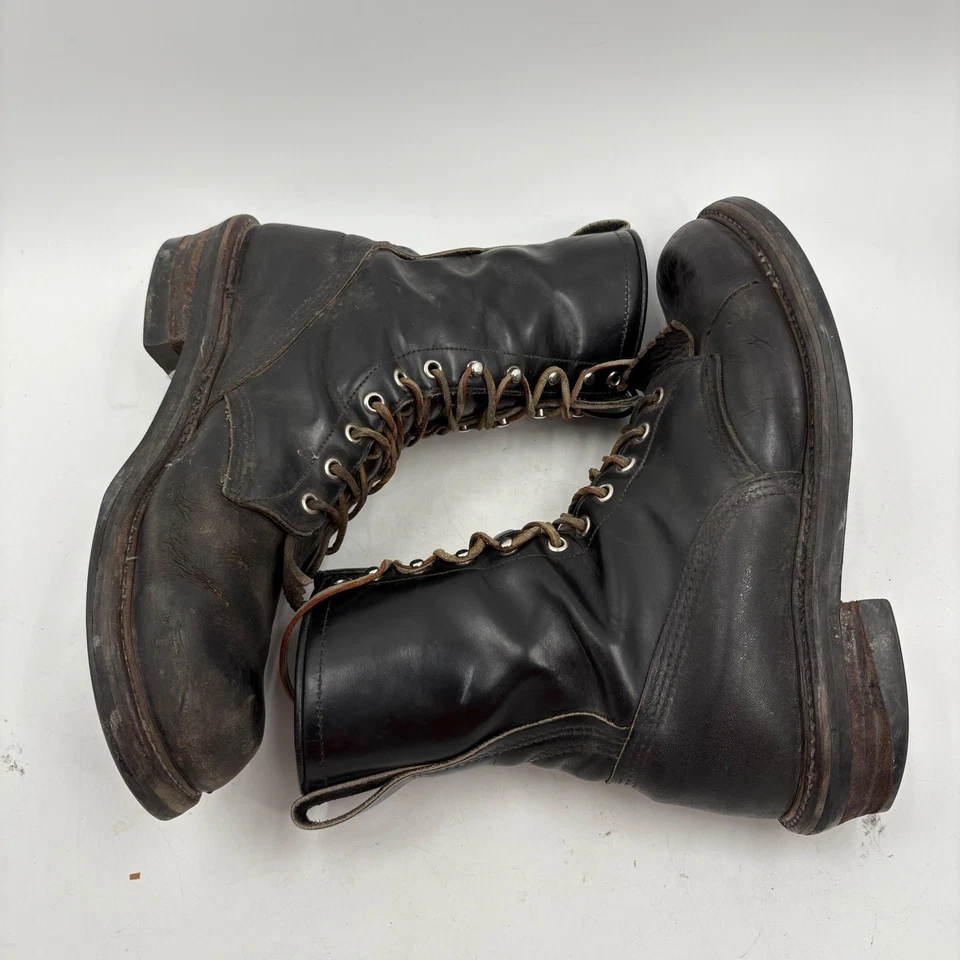Botas Leñadoras Vibram 11 C De Colección Red Wing Para Hombre Cuero Negro Hechas en EE. UU. Foto 2 de 4