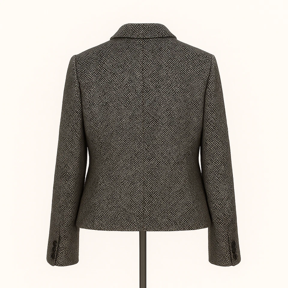  Ralph Lauren VTG Wool Blend Tweed Blazer Jacket Women’s Size 14 Black White  - Image 3 of 4