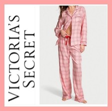 NEW VICTORIA'S SECRET Flannel Long Pajama Set Poppy Pink Size XS S