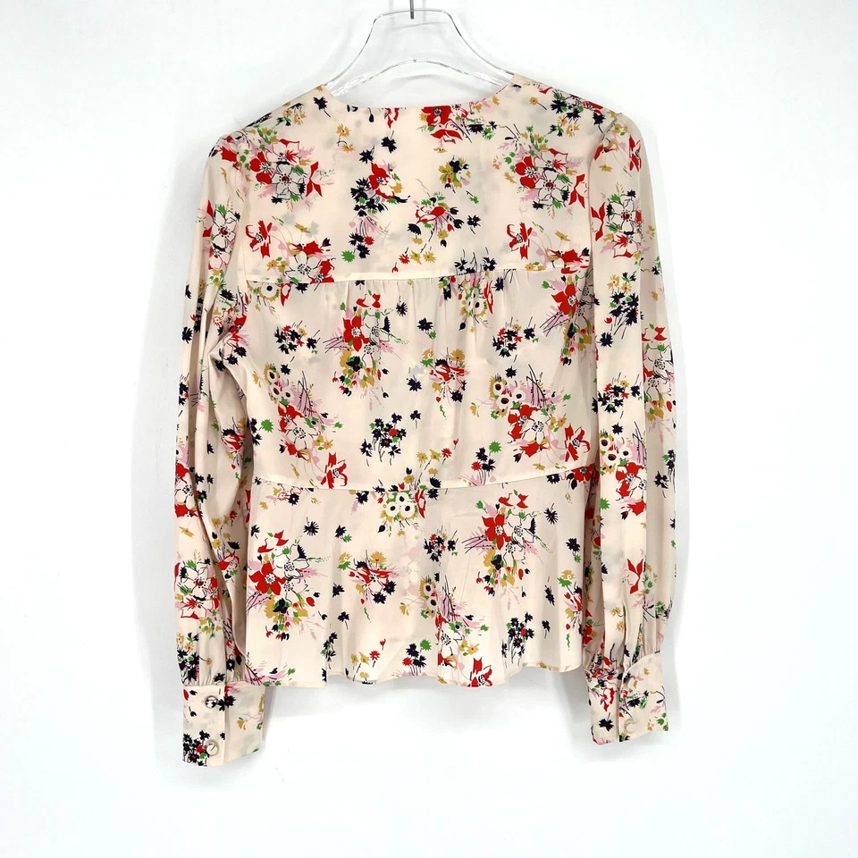 Veronica Beard Top Womens 10 Silk Floral Tie Front Workwear Cottagecore Feminine - Image 2 of 4