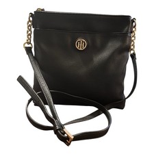 Tommy Hilfiger Jaden Bolso Bandolera/Cartera Mensajero Negro Guijarro Herrajes Dorados