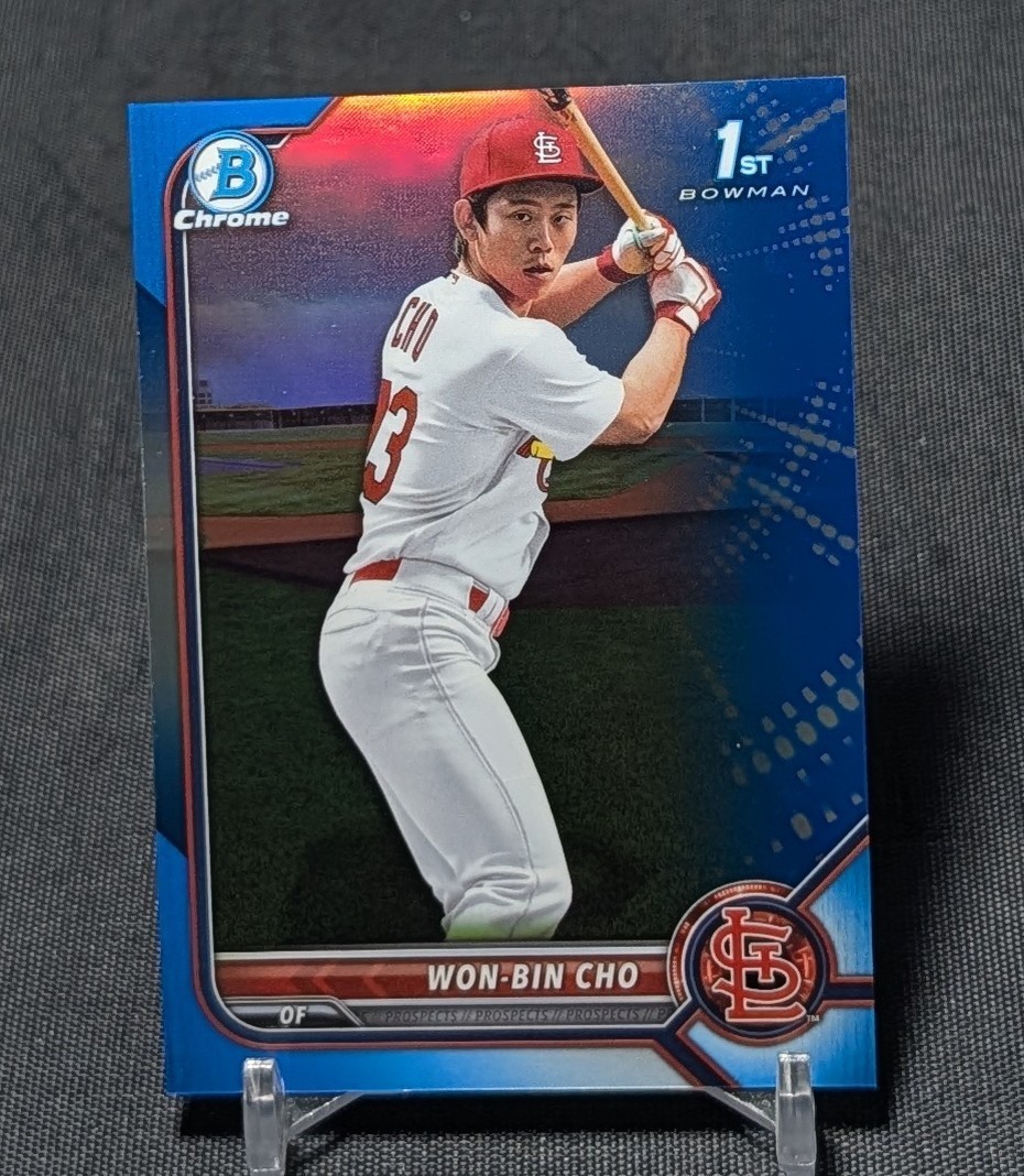 Won-Bin Cho 1st Blue Refractor /150 Rookie 2022 Bowman Chrome #BCP-154 Cardinals