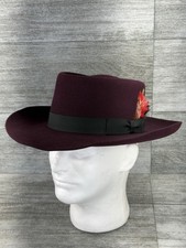 VTG Dobbs Fifth Avenue New York Mahoney Burgundy Wide Brim Fedora 6 7/8 USA