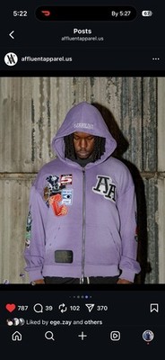 AFFLUENT APPAREL Purple Charleston Patchwork Hoodie Size Large