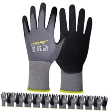 Work Gloves MicroFoam Nitrile Coated-12 Pairs,Seamless Knit Large Grey 12-pairs