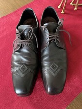 PRADA Men's Brown Leather Lace-Up Oxford Dress Shoes, Size US 9 Fits Like US 10