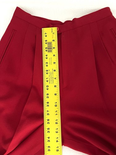 Pantalone donna vintage taglia 10 100% lana rosso vita alta plissettato foderato usato in ottime condizioni - Foto 7 di 12