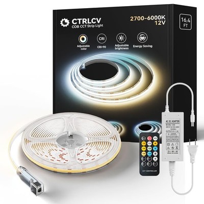 Tunable COB LED Strip Light Kit Dimmable 2700K-6500K Tape Light with IR Remot...