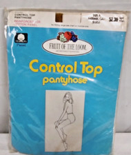 Fruit of the Loom Control Top Pantyhose Blush Average Tall Cotton Panel New NOS