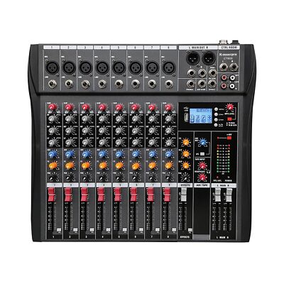 8 Channel Professional Audio Mixer DJ Console Sound Board With 48V