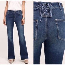 Anthropologie Pilcro Script High Rise Flare Leg Back Lace Jeans Size 29