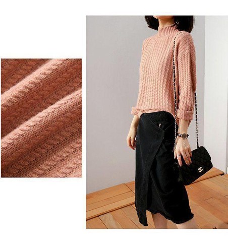 Thick Twist Sweater Women's Half Turtleneck Women's Knit Loose Pullover Sweater - Bild 12 von 16