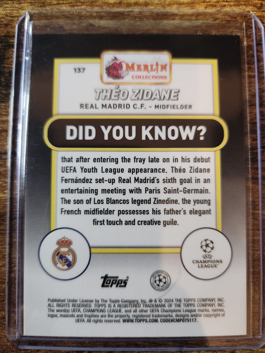 2023-24 Topps Merlin UEFA Theo Zidane Rookie RC #137 Real
