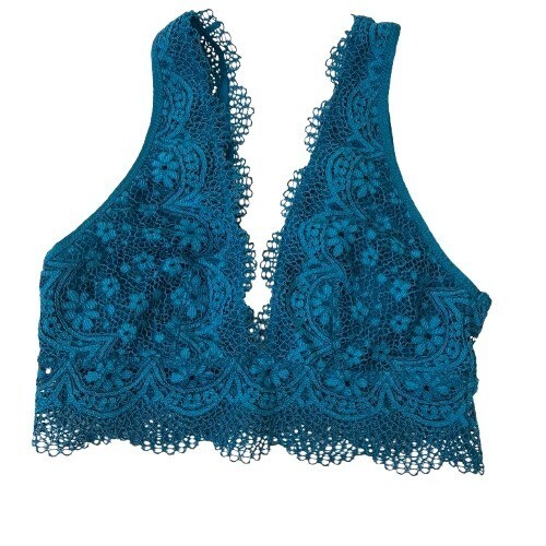 Victoria’s Secret Bralette Teal Floral Lace Size Small Coquette - Picture 1 of 6