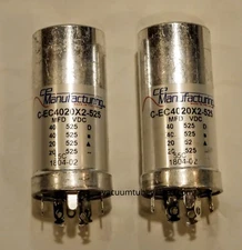 TWO Capacitor  CE MFG CAN ELECTROLYTIC MALLORY  525V, 40/40/20/20µF USA MFD