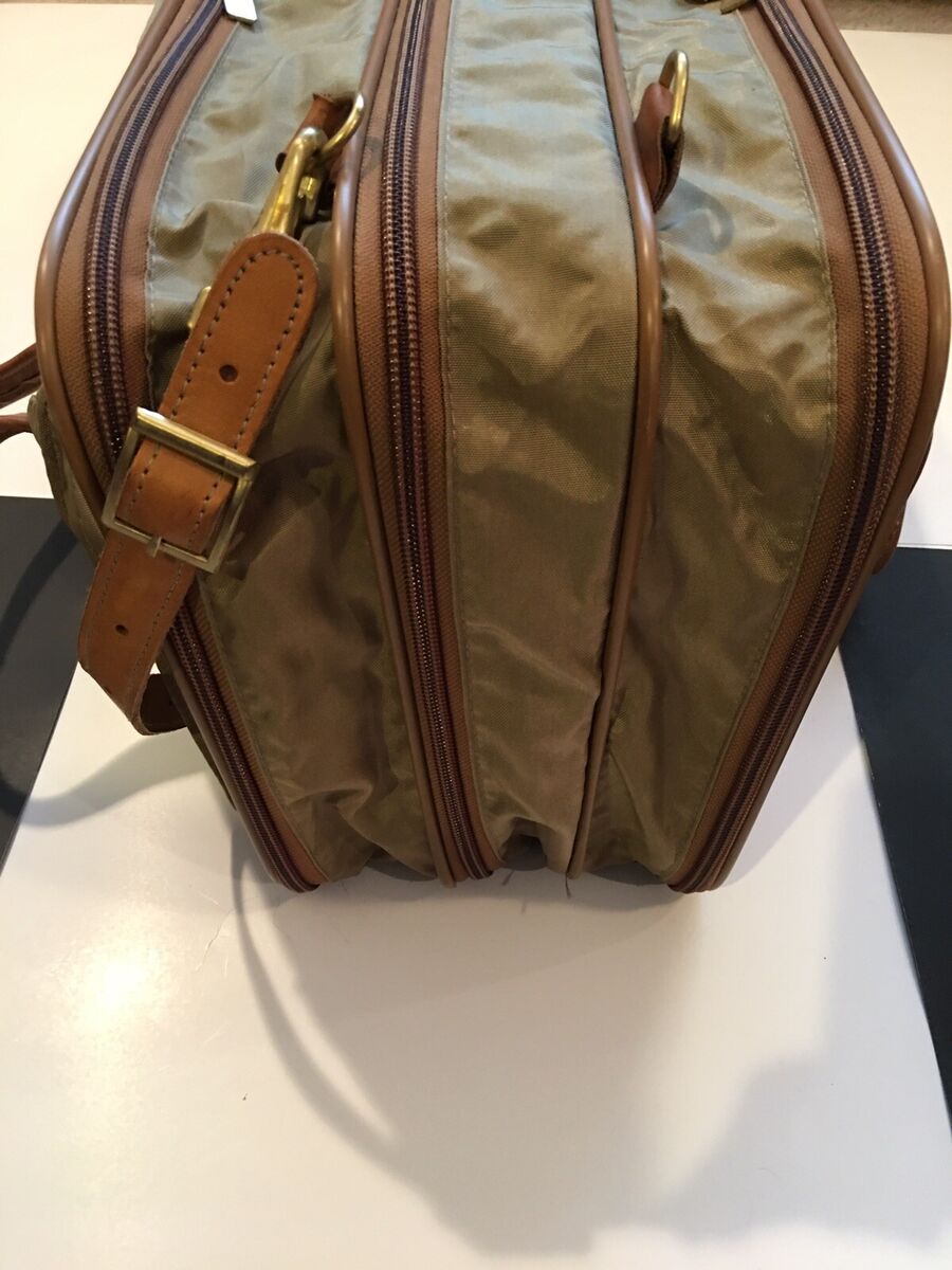 Vintage Hartmann Tan Nylon & Leather Carry On Expandable Vintage Hartmann Tan Nylon & Leather Carry On Expandable
