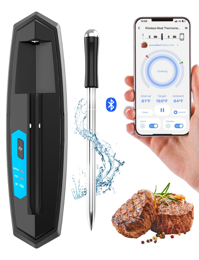 Digital Cooking Thermometer with 493FT Wireless Range, Bluetooth