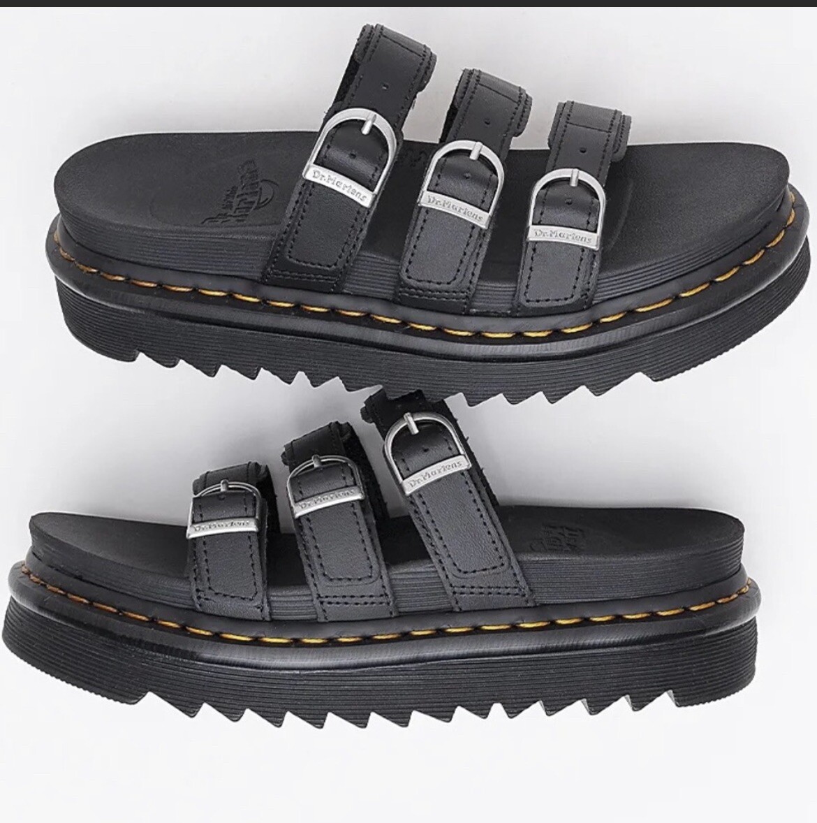 NEW Dr. Martens Blaire Slide Black 3 strap slip on platform