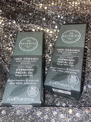 BOTANICS LOT OF (2) 100% ORGANIC W ROSEHIP & LAVENDER RESTORING OVERNIGHT FACIAL