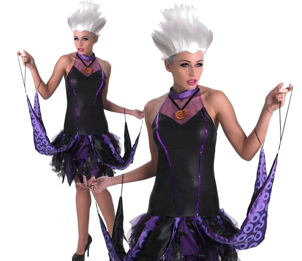 Ladies Disney DELUXE SASSY URSULA Little Mermaid Fancy Dress Costume ...