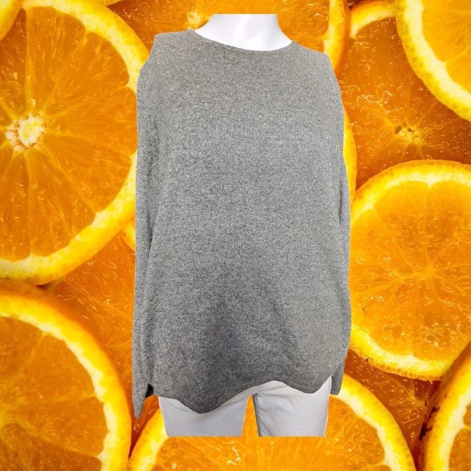 Suéter de Cachemira Valerie Stevens Dos Capas Manga Larga Gris Pullover XL Foto 2 de 4