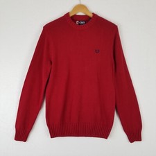 Chaps Red Classic Crew-Neck Cotton Longsleeve Pull-over Sweater Men Size M NWT