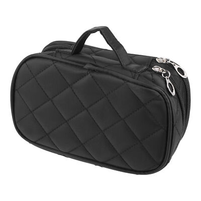 1 Pcs Travel Double Layer Makeup Bag Cosmetics Storage Bag Portable Black