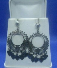 Sterling Silver Hoop with hearts Earrings