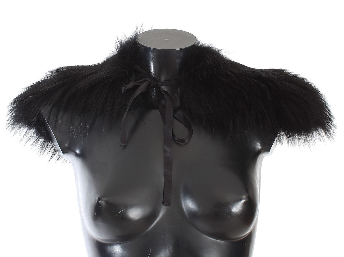 【VIP価格】DOLCE & GABBANA Black Fox Fur Scarf DOLCE & GABBANA Scarf Black Fox Fur Shoulder Wrap Collar s