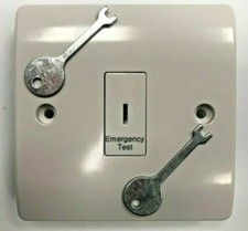 10 Amp 1 Gang Emergency Light Test / Secret Key Switch Plate Double pole 2 Keys