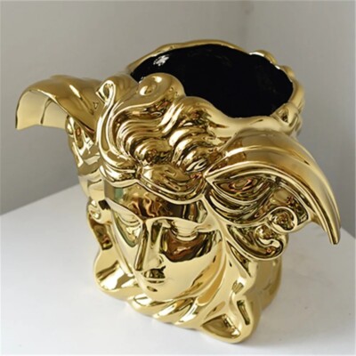 Golden Medusa Ceramic Vase Table Decoration