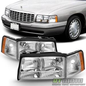 Replacement 1997 1998 1999 Cadillac Deville Headlights Headlamps W Corner Lights Ebay