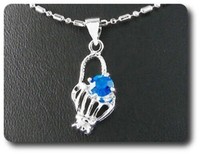 AnhäNger Blauer Saphir 5 Mm Vergoldet Weiß 18 K-Serie