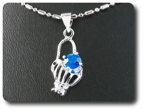 AnhäNger Blauer Saphir 5 Mm Vergoldet Weiß 18 K-Serie-image