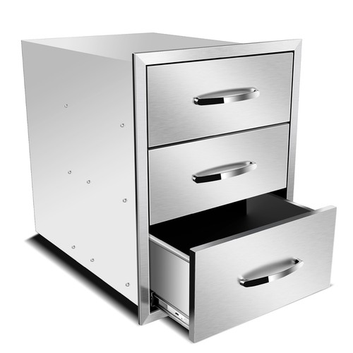 Outdoor Kitchen Triple Drawer 18Wx24Hx23D Inch BBQ Drawer with Exquisite Handle