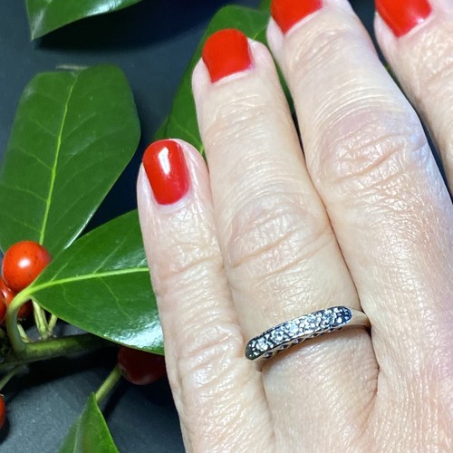 Vintage Diamond Platinum Antique Band Ring Estate Fine Jewelry Pre-Owned Size 5 - Picture 9 of 23