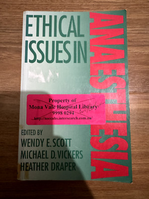 Ethical Issues in Anaesthesia by Elsevier Health Sciences (Paperback, 1994)