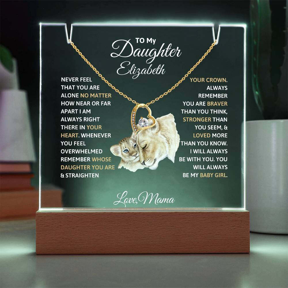 Daughter from Mom LED Acrylic Heart Necklace Plaque Gift Set | eBay