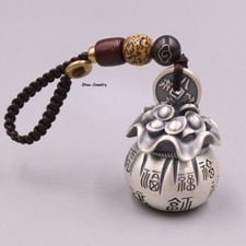 Colgante de plata esterlina pura S999 para mujer y hombre Yuanbao moneda Fu bolsa colgante 30-31 g