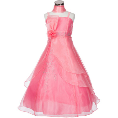 CORAL Size 14 Flower Girl Dress Bridesmaid Birthday Recital Prom Formal  Party | eBay