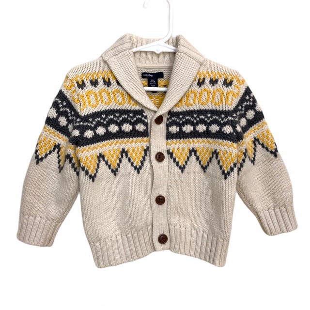 Baby Gap Infant Boys Chunky Sweater Cream Yellow Grey Size 1218 Months