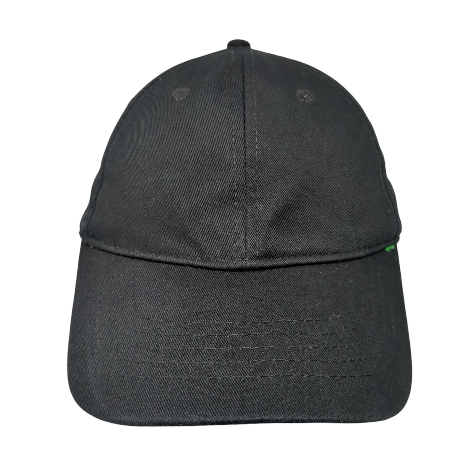 Unbranded Strapback Hat Black One Size Adjustable Vented Holes 6 Panel Blank